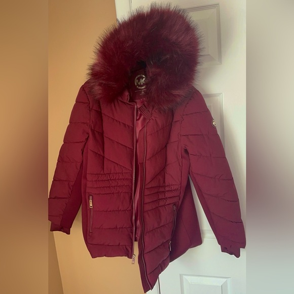 NWOT Women's Michael Kors Faux-Fur-Trim Hooded Puffer Coat, XL - Picture 5 of 5